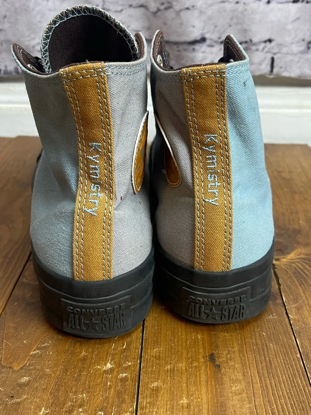 Converse high top platform sneakers women’s size 8.5 blue, gray and gold - Picture 4 of 12